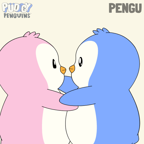 Penguins Hugging With Name Pengu