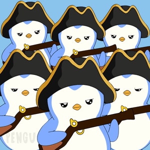 Penguins in Hats Holding Guns