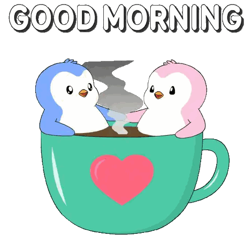 Penguins in Hot Chocolate Good Morning