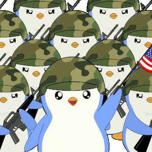 Penguins in Military Uniforms With Guns