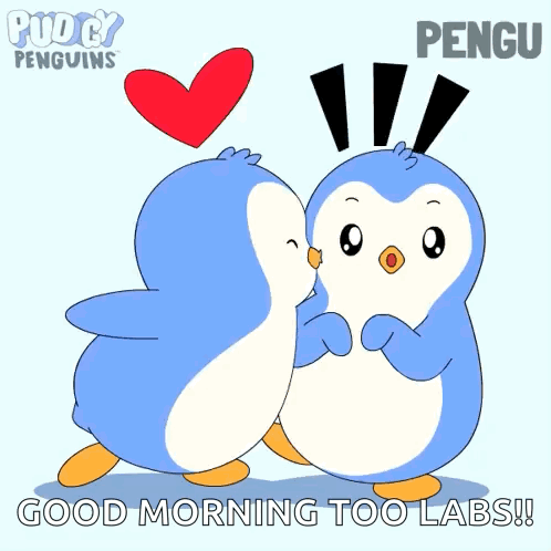 Penguins Kissing Good Morning Too Labs GIF