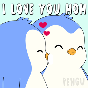 Penguins Kissing I Love You Mom GIF