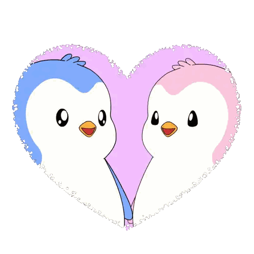 Penguins Kissing in Heart Shape