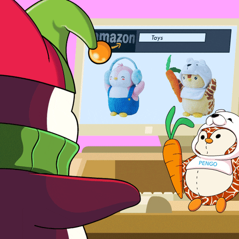 Penguins Looking At Toys GIF