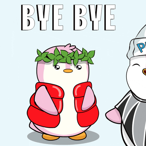 Penguins Standing Next to Each Other Bye Bye