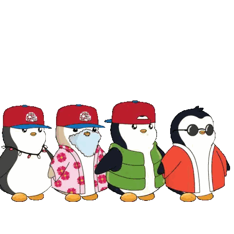 Penguins Standing Together Santa Suit