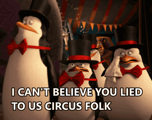 Penguins Top Hats I Can't Believe You Lied