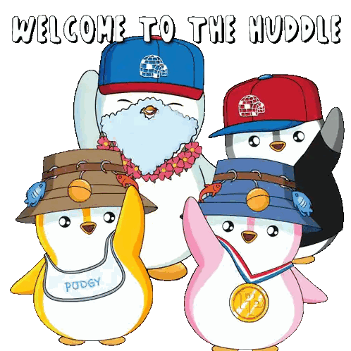 Penguins Wearing Hats Welcome to Huddle