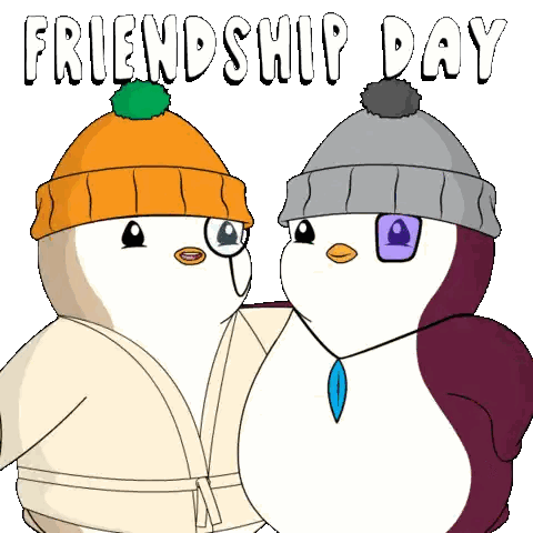 Penguins With Friendship Day Text