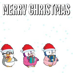 Penguins With Gifts Merry Christmas