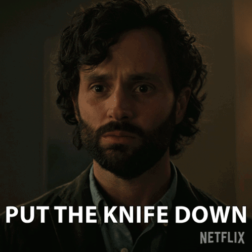 Penn Badgley Put The Knife Down GIF