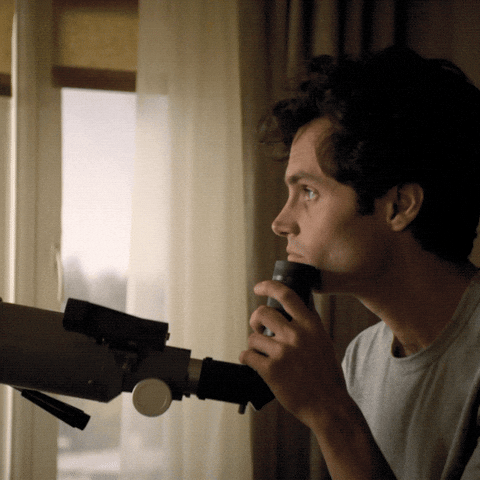 Penn Badgley Stalking With Telescope GIF