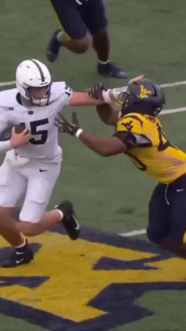 Penn State Drew Allar Pushing Opponent Down GIF