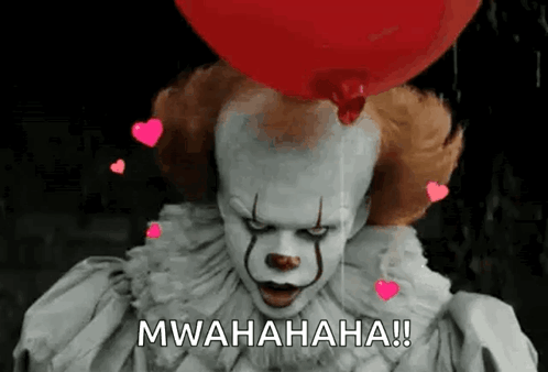 Pennywise Holding Red Balloon With Hearts GIF