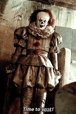 Pennywise the Clown Saying Time to Float in Dark Room
