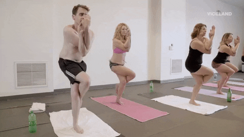 People Balance While Doing Yoga Tree Pose GIF