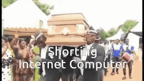 People Carrying Coffin Shorting Internet Computer