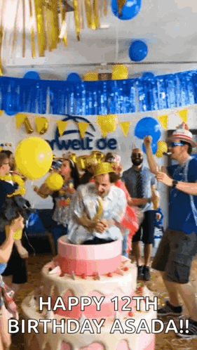 People Celebrating 12th Birthday With Cake