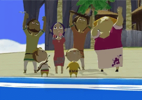 People Celebrating on Beach
