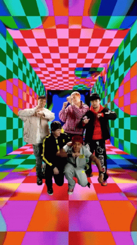People Dancing in Colorful Room