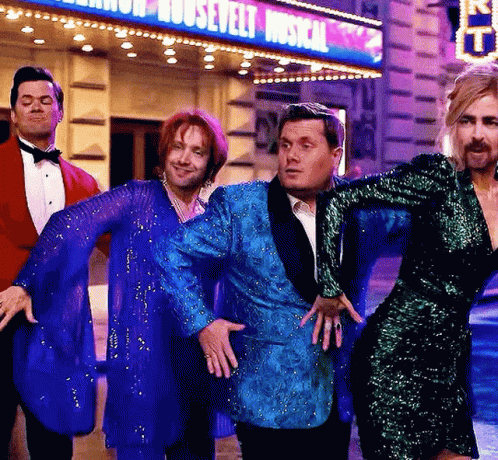 People Dancing in Front of Housevelt Musical Sign