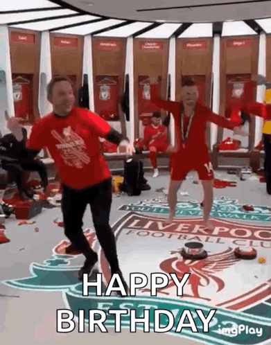 People Dancing In Locker Room Happy Birthday GIF
