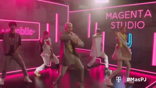 People Dancing in Magenta Studio