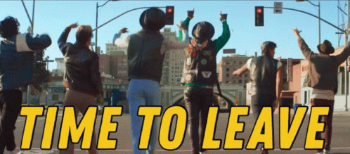 People Dancing on Street Saying Time to Leave
