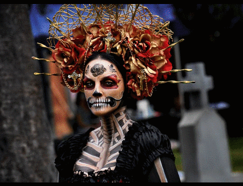 People Dressed For Day Of The Dead GIF