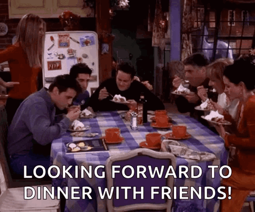 People Eating Looking Forward To Dinner With Friends GIF