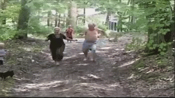 People Falling Chasing Chickens GIF