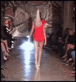 People Falling Model On Runway Wobbly Shoes GIF