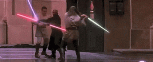 People Holding Lightsabers