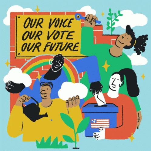 People Holding Sign Saying Our Voice Our Vote Our Future