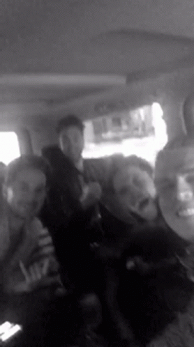 People In Black And White Van GIF