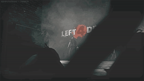 People In Front Of Left 4 Dead Wall GIF