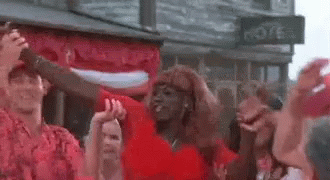 People In Red Shirts Dancing GIF