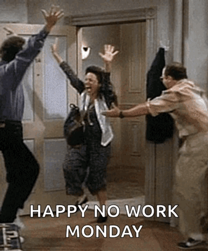 People Jumping Happy No Work Monday GIF
