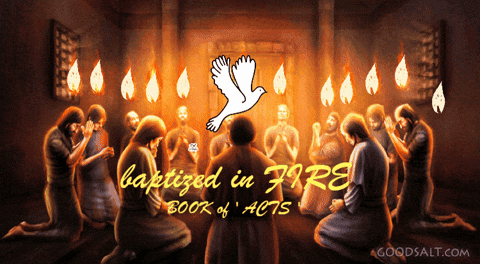People Kneeling Before Fire Baptized in Fire Book of Acts