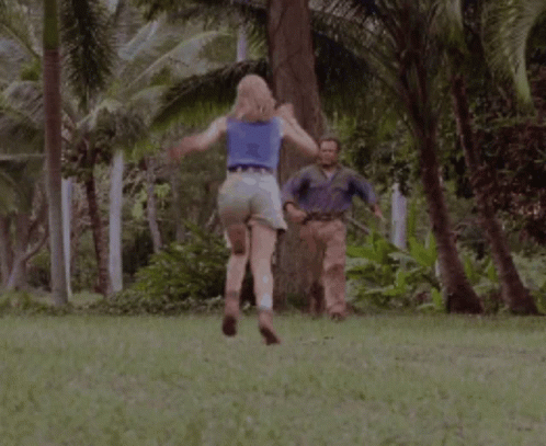 People Looking At Giant Dinosaur GIF