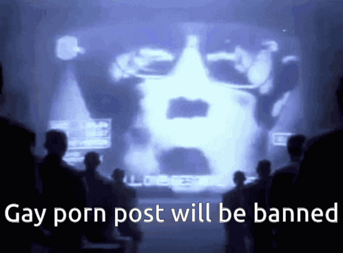 People Looking at Screen Saying Gay Porn Post Will Be Banned