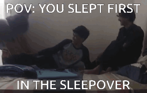 People Lying On Bed At Sleepover GIF