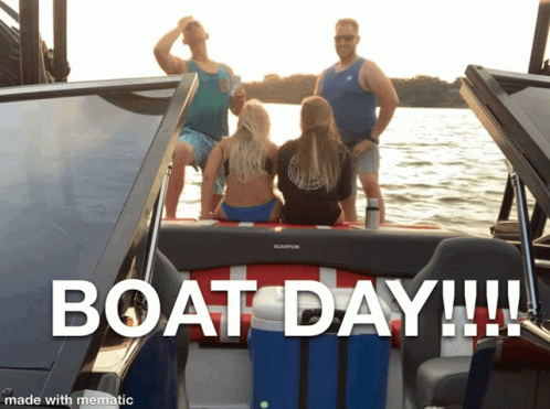 People on Boat Saying Boat Day