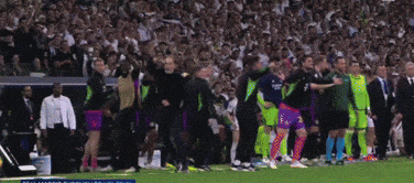 People On Soccer Field With Word Real GIF