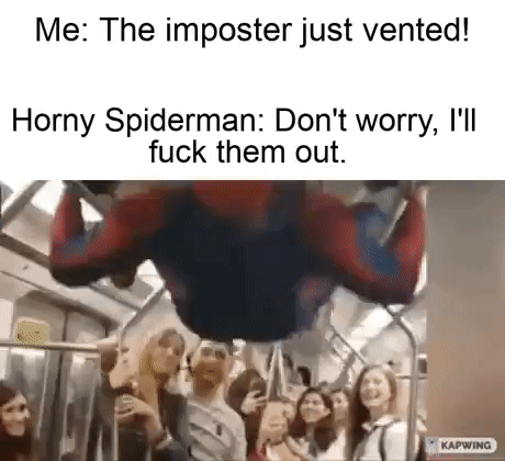 People on Subway With Spider Man Hanging