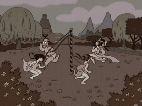 People Playing Volleyball In Field GIF