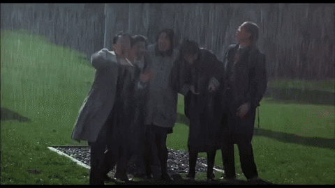 People Running Drenched Heavy Rain GIF