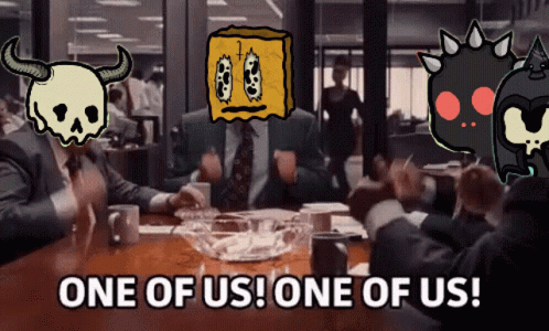 People Sitting Around Table Saying One Of Us GIF