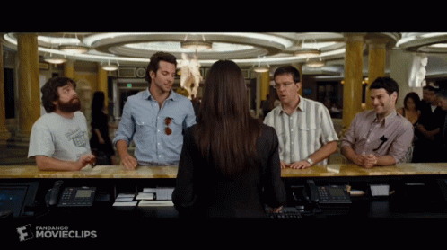 People Standing Around Movieclips Counter