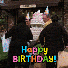 People Standing In Front Of Bakery And Birthday Cake GIF